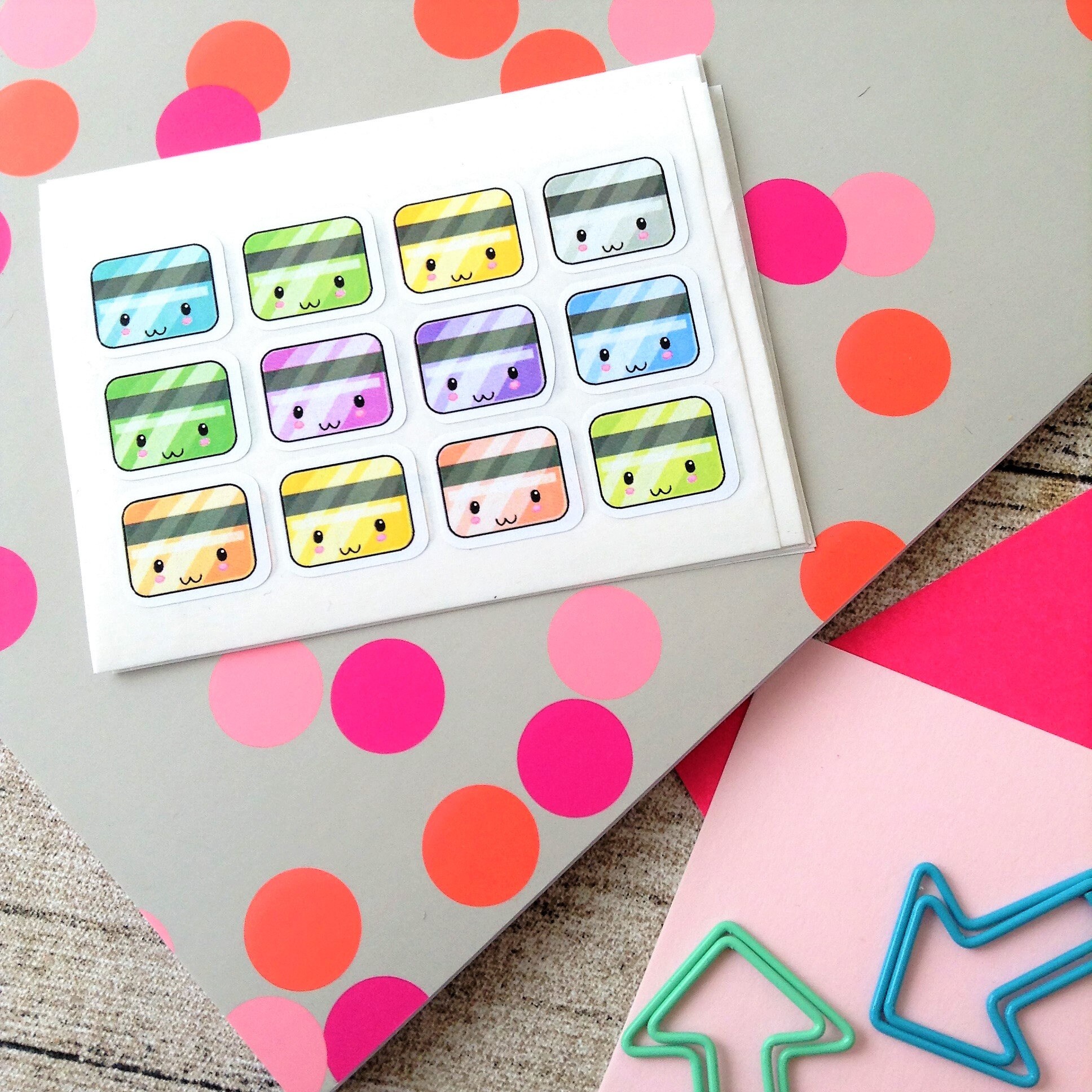 Kawaii credit card Planner Stickers Erin Condren Happy | Etsy