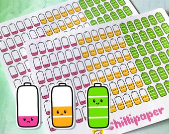 Energy tracker planner stickers, social battery planner Sticker, Batteries planner sticker uk, mental health, auto immune disease, #1351