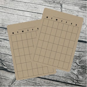 Mini calendriers vierges en papier Kraft, 16 mois, autocollants Bujo, autocollants planificateur, calendrier simple, choisissez votre couleur, autocollants pour les planificateurs.