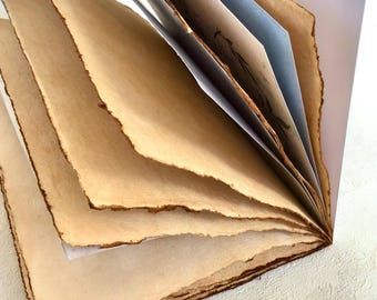 Handmade Junk journal with handmade paper and mixed paper, handmade junk journal, Deckle edge, Mixed media journal, Creative journal