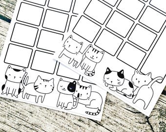 Doodle cats two page journal calendar, Month at a glance, Bullet calendar, Blank calendar, Bullet journal page. Planner, Bujo cheat page
