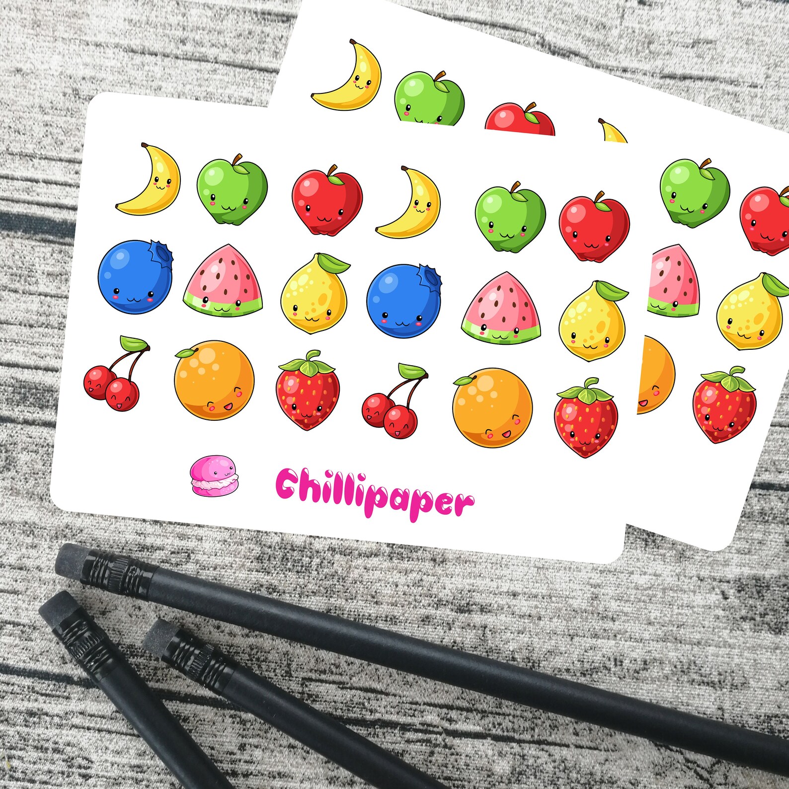 Kawaii fruit stickers Cute fruit Stickers Kawaii stickers Etsy