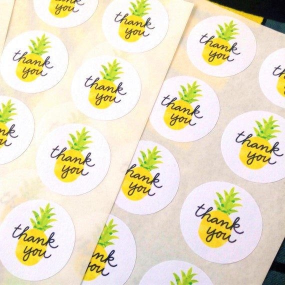 seals 96 thank you pineapple stickers Thanks Envelope seal pineapple #1052