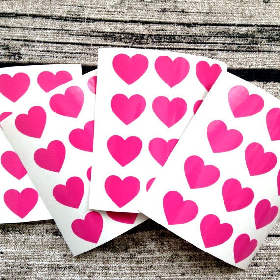 48 Pink heart stickers Pink heart mini decals Pink heart Etsy