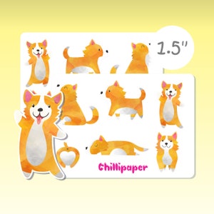 Corgi planner stickers, Dog, Cute stickers, pets, planner decoration, planner stickers, Bujo,  deco  #1284