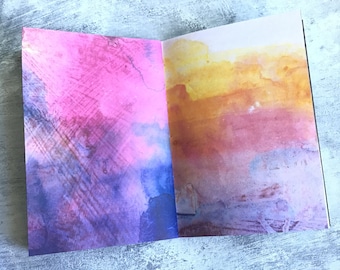 Junk journal with faux watercolour paintings, handmade junk journal, Creative journal, Morning pages, watercolour notebook, watercolor