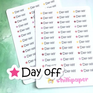Day off Stickers for planners, No work, Holiday, Work rota, Hot or cool colours, Reminder #1211