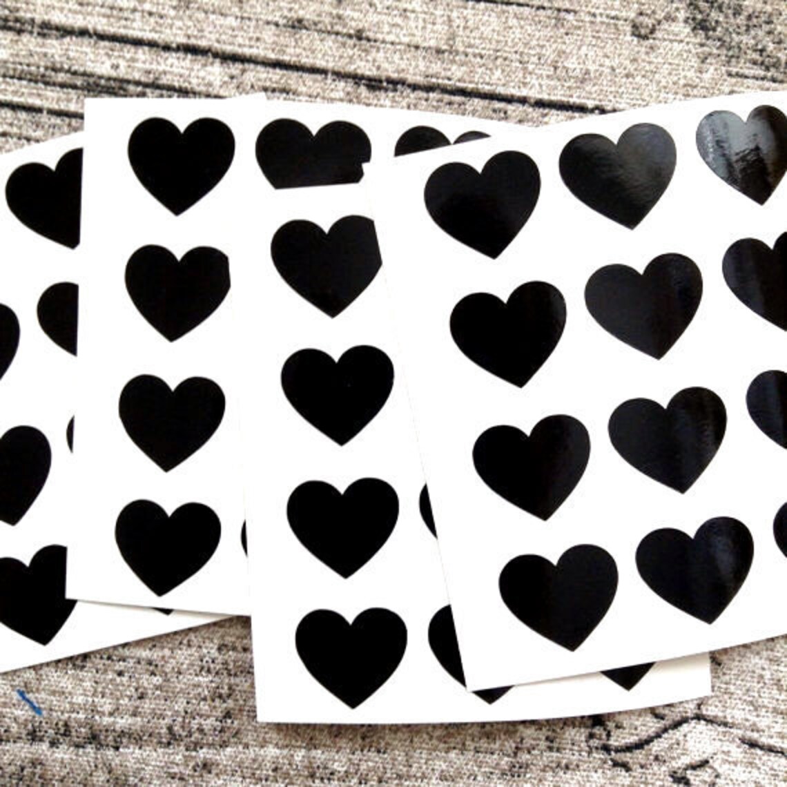 48 autocollants de cœur noir mini de cœur noir Etsy