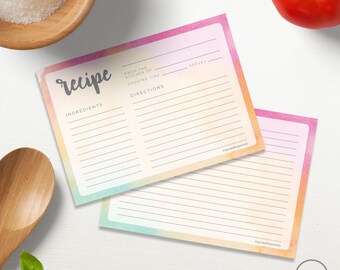 5x7 recipe cards etsy