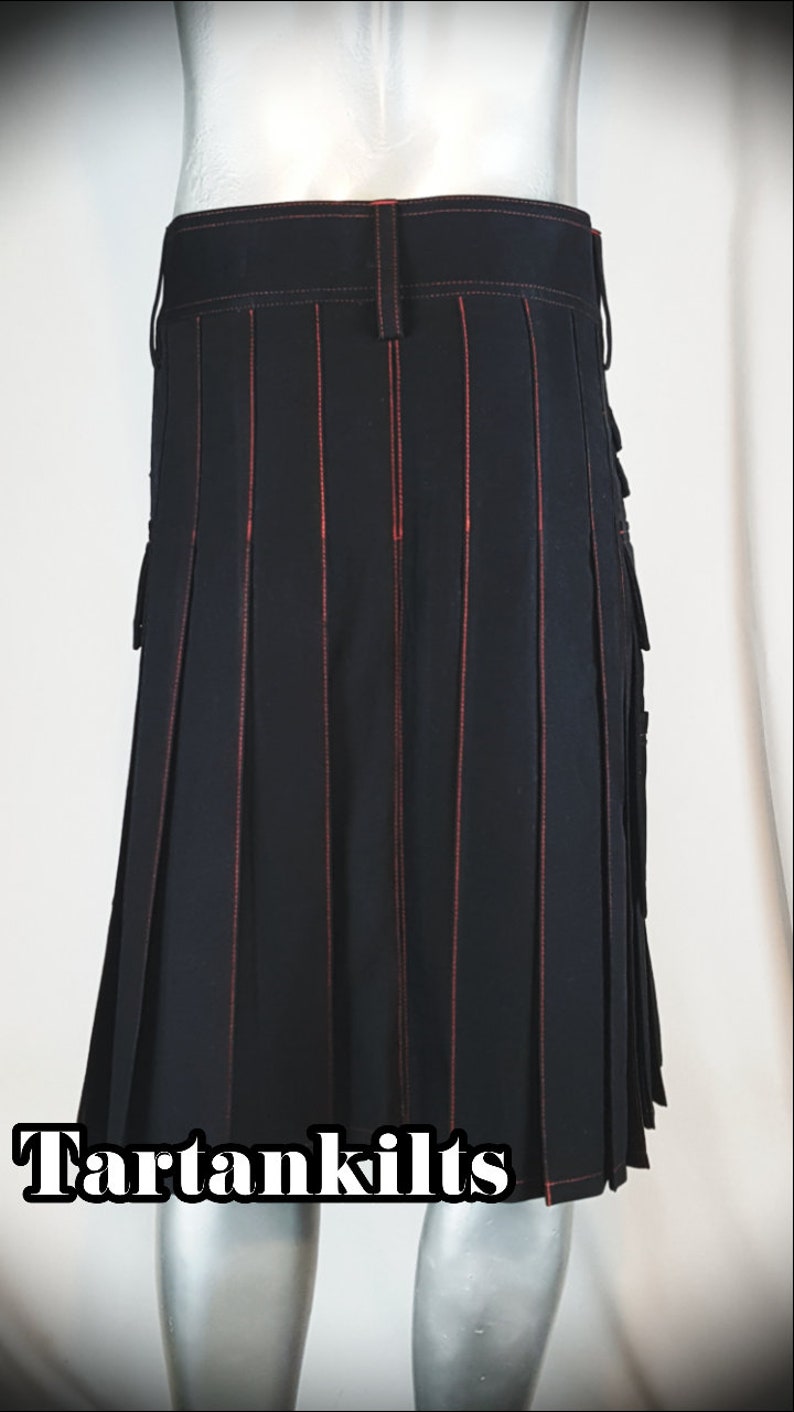 BLACK Gothic Style Fashion UTILITY KILT Custom Size Available Color Brown Blue Red Green White