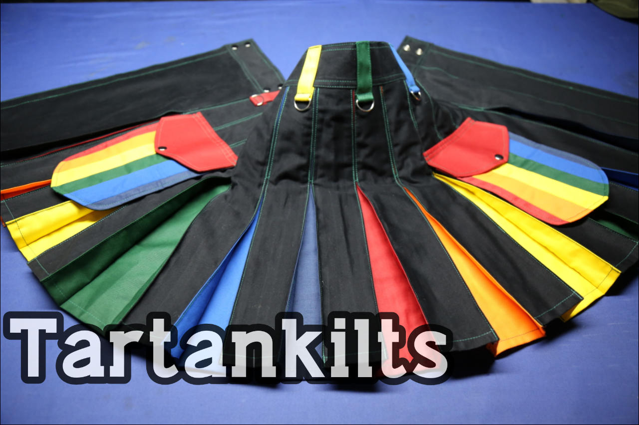 Image of Hybrid Lgb Gay Pride Rainbow Kilt | Modern Kilts For Men Sale Utility Fashion Cargo