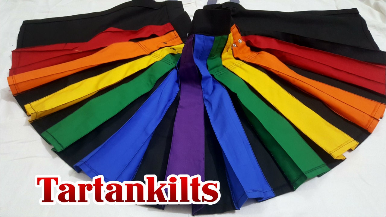 Image of Hybrid Lgb Gay Pride Rainbow Kilt | Modern Kilts For Men Sale Utility Fashion