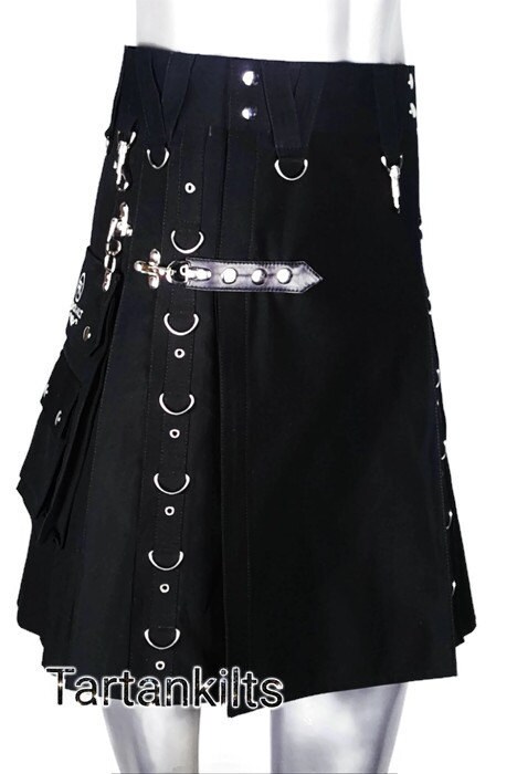 Image of Fashion Utility Kilt Detachable Pockets Custom Size Available Color Brown Blue Red Green White