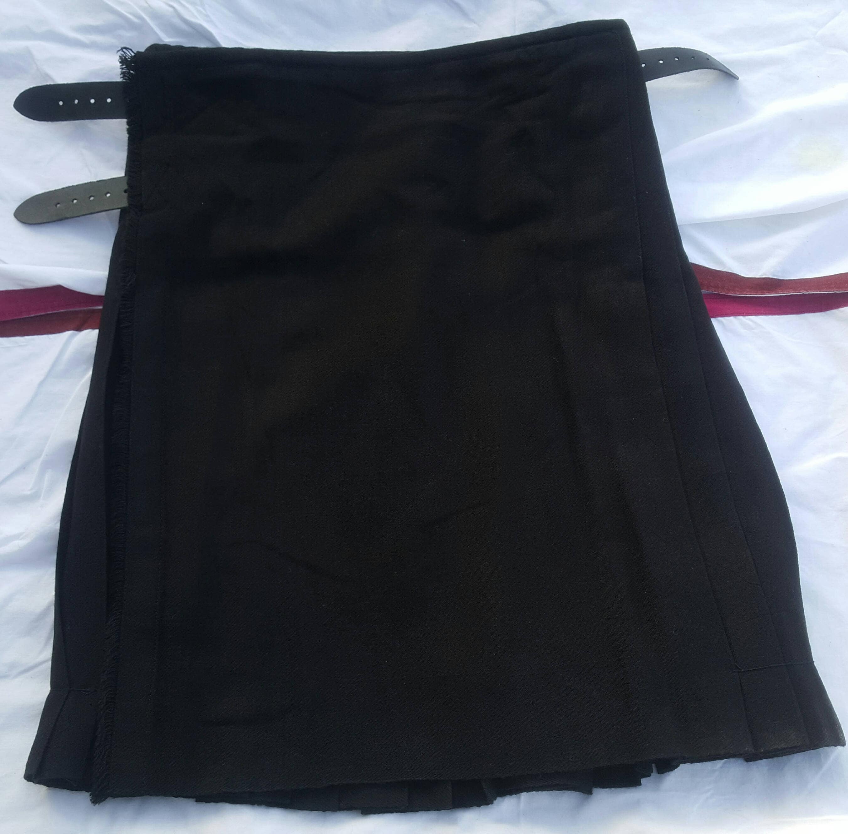 Image of Black Tartan Kilt Custom Made Size Length Usa, Uk, Canada, Free Shipping