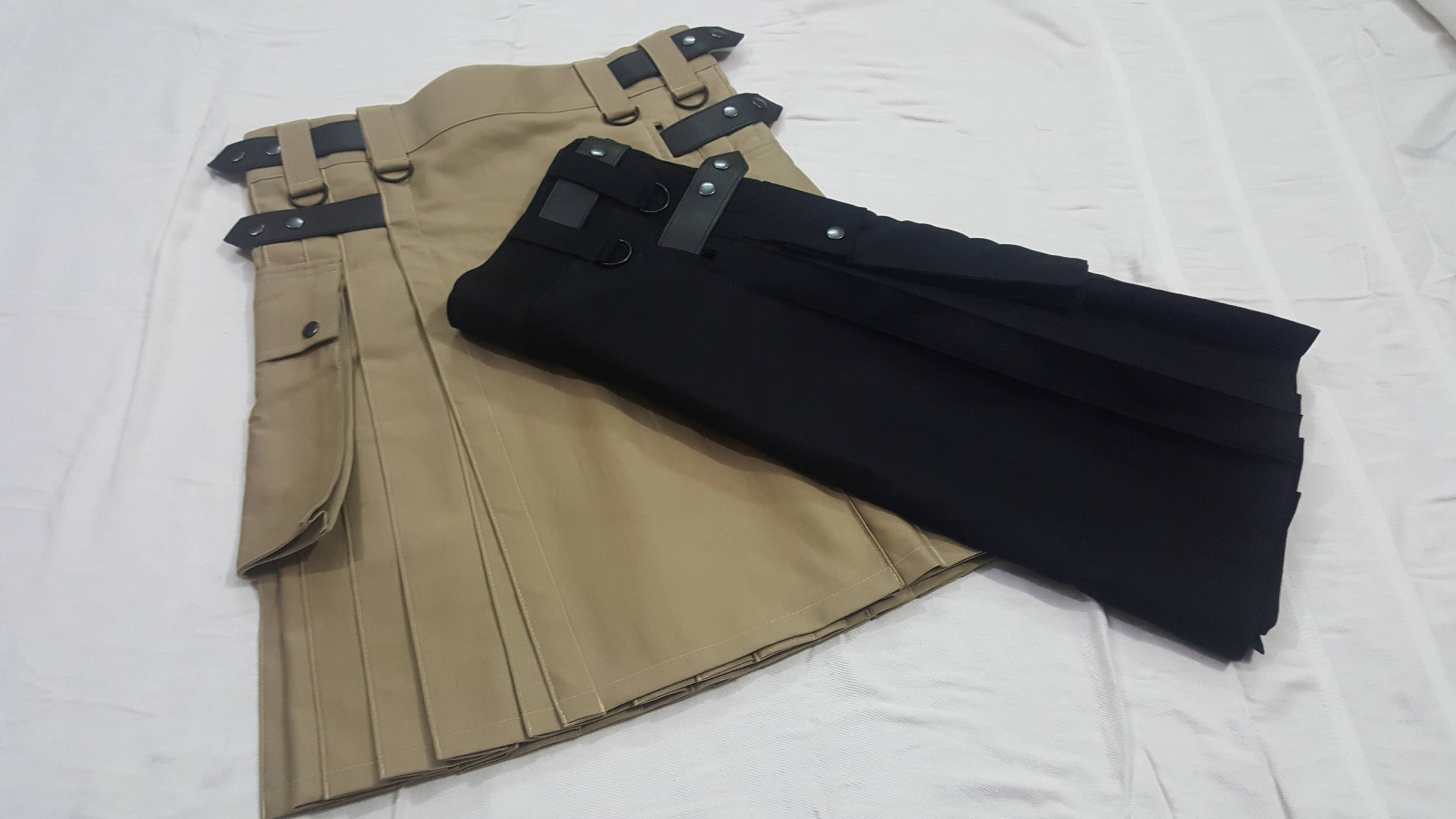 Image of Deal 2 Deluxe Fashion Utility Kilts Custom Size Available Color Brown Blue Red Green White