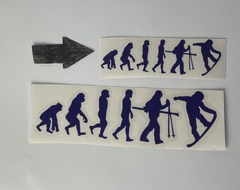 Small Purple Snowboarding Evolution Sticker