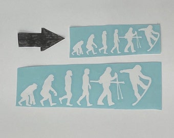 Small White Snowboarding Evolution Sticker