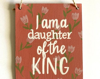 Hand-Painted 'Daughter of the King' Wood Pennant Sign
