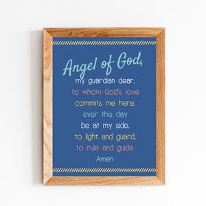 Engel van God AFDRUKBAAR, beschermengel gebed, katholieke kunst, instant download, kinderkamer, katholieke kinderen, beschermengel, doopcadeau