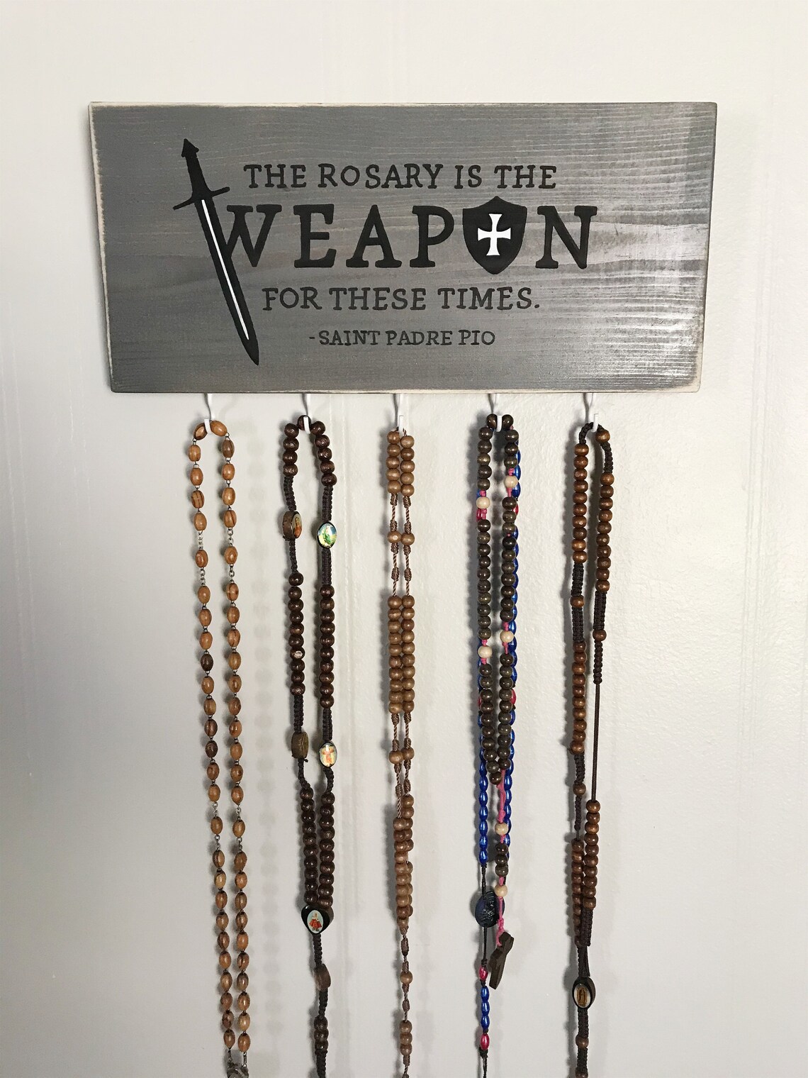 Rosary Weapon Wood Sign Rosary Hanger Hand-painted Home | Etsy