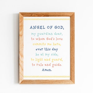 Engel van God AFDRUKBAAR, beschermengel gebed, katholieke kunst, instant download, kinderkamer, katholieke kinderen, beschermengel, doopcadeau