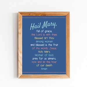 Hail Mary PRINTABLE, Catholic Art, Mary, Instant Download, Kids Room, Catholic kids, Baptism gift