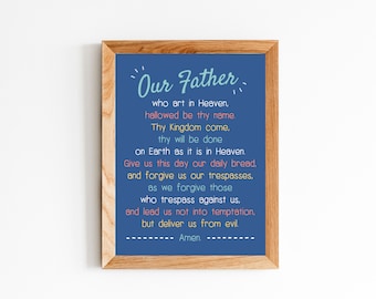 Our Father PRINTABLE, Lord's prayer, Catholic Art, Instant Download, Kids Room, Catholic kids, Baptism gift