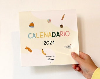 Calendario da parete 2024, Calenadario 2024, calendario da parete con illustrazioni, calendario 2024 italiano