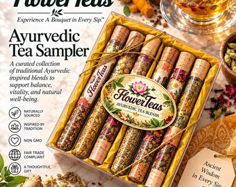Kit de degustación de tés ayurvédicos de yoga a granel, regalo para amantes del té, caja de suscripción unisex.