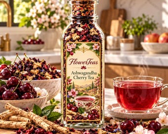 Ashwagandha Cherry Loose Leaf Tea, Herbal Well Being Support (No Caffeine)