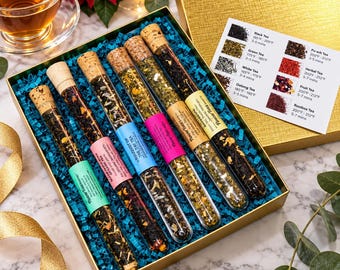 6 Test Tube Tea Sampler Gift Box | Choose Your Own Teas | 75+ Loose Leaf Tea Varieties | Tea Lover Gift | FlowerTeas