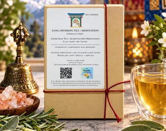 A Passage to Tibet Sang Offering Tea + Audio Guided Meditation Loose Leaf Herbal Lemongrass, Sage, Rosemary Scan + Steep + Listen + Immerse