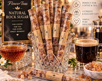 Natural Rock Sugar | Pure Cane Sugar Crystals for Coffee & Tea | Test Tube Sweetener