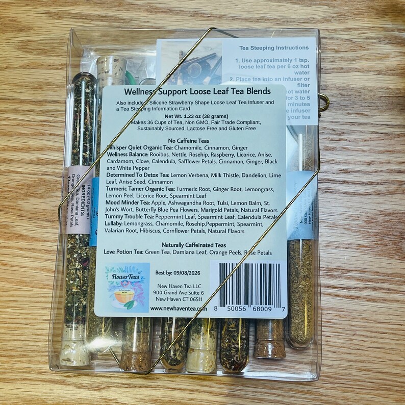 8 Assorted Blends Loose Leaf Tea Sampler Gift Set or Choose No Caffeine ...