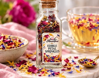 Edible Petal Sprinkles – Summer Garden | Dried Edible Flowers for Cakes, Cocktails & Desserts | Floral Garnish | Foodie Gift