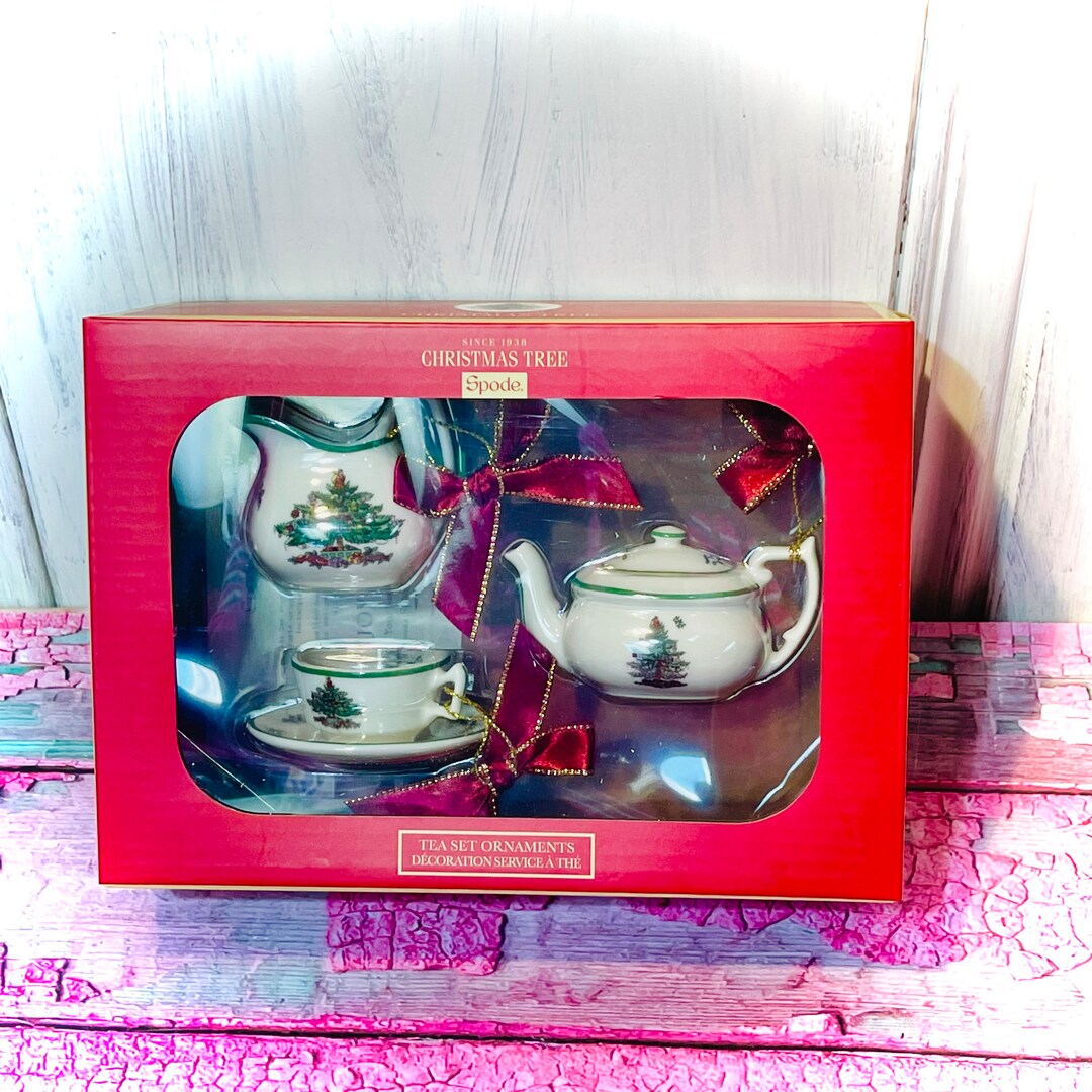 Spode Tea Time Ornament Christmas Tree Tea Set 3 Pieces IOB Teapot