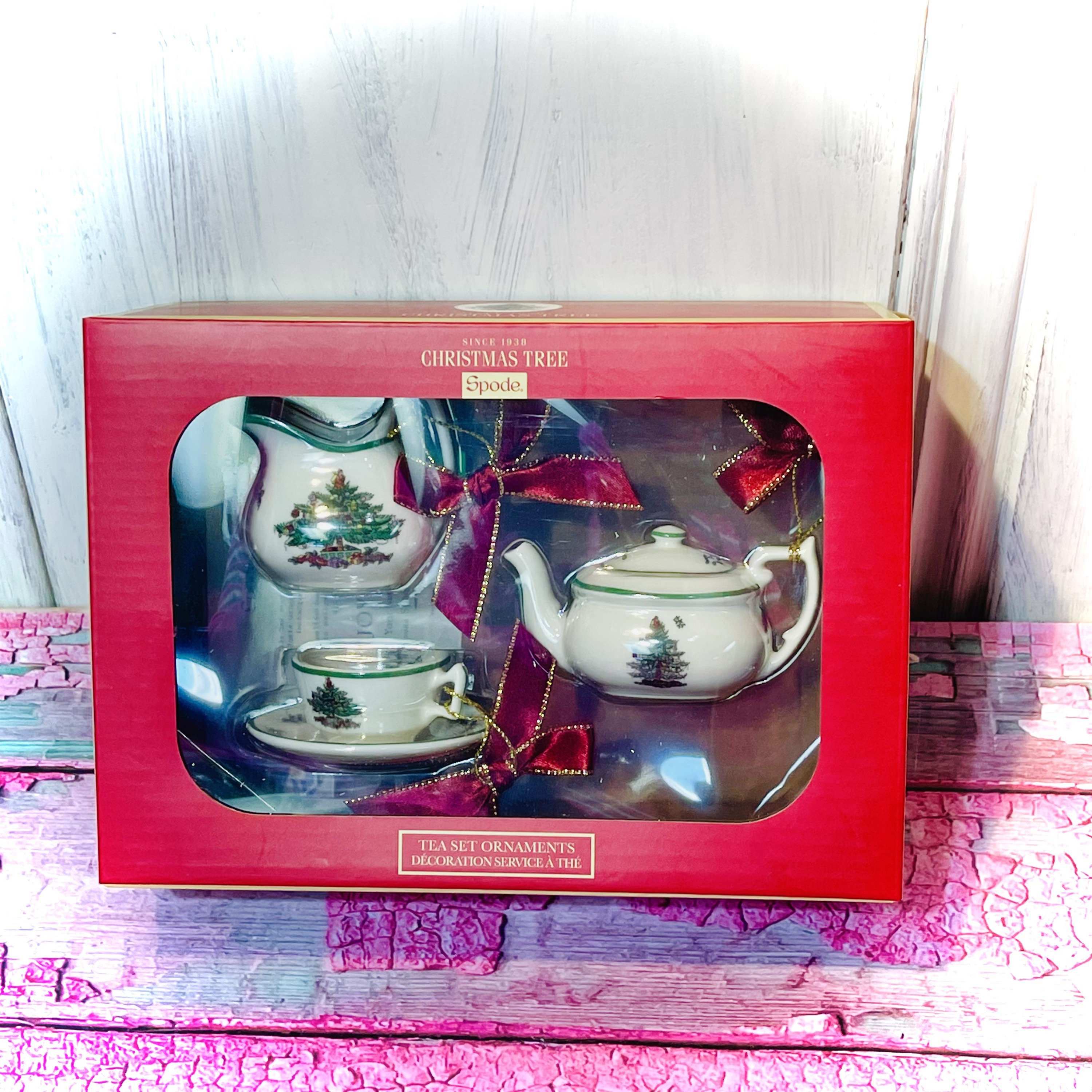 Spode Tea Time Ornament Christmas Tree Tea Set Pieces IOB Teapot