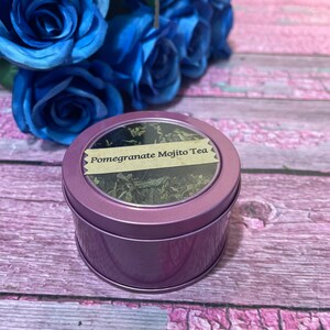 Pomegranate Mojito Loose Leaf Green Tea in Window Tin or Pouch image 2