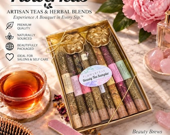 8 Beauty Tea Blends Loose Leaf Tea Test Tube Gift Set Sampler Box