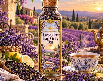 Lavender Earl Grey Tea | Floral Bergamot Black Tea | Loose Leaf Tea in Glass Jar