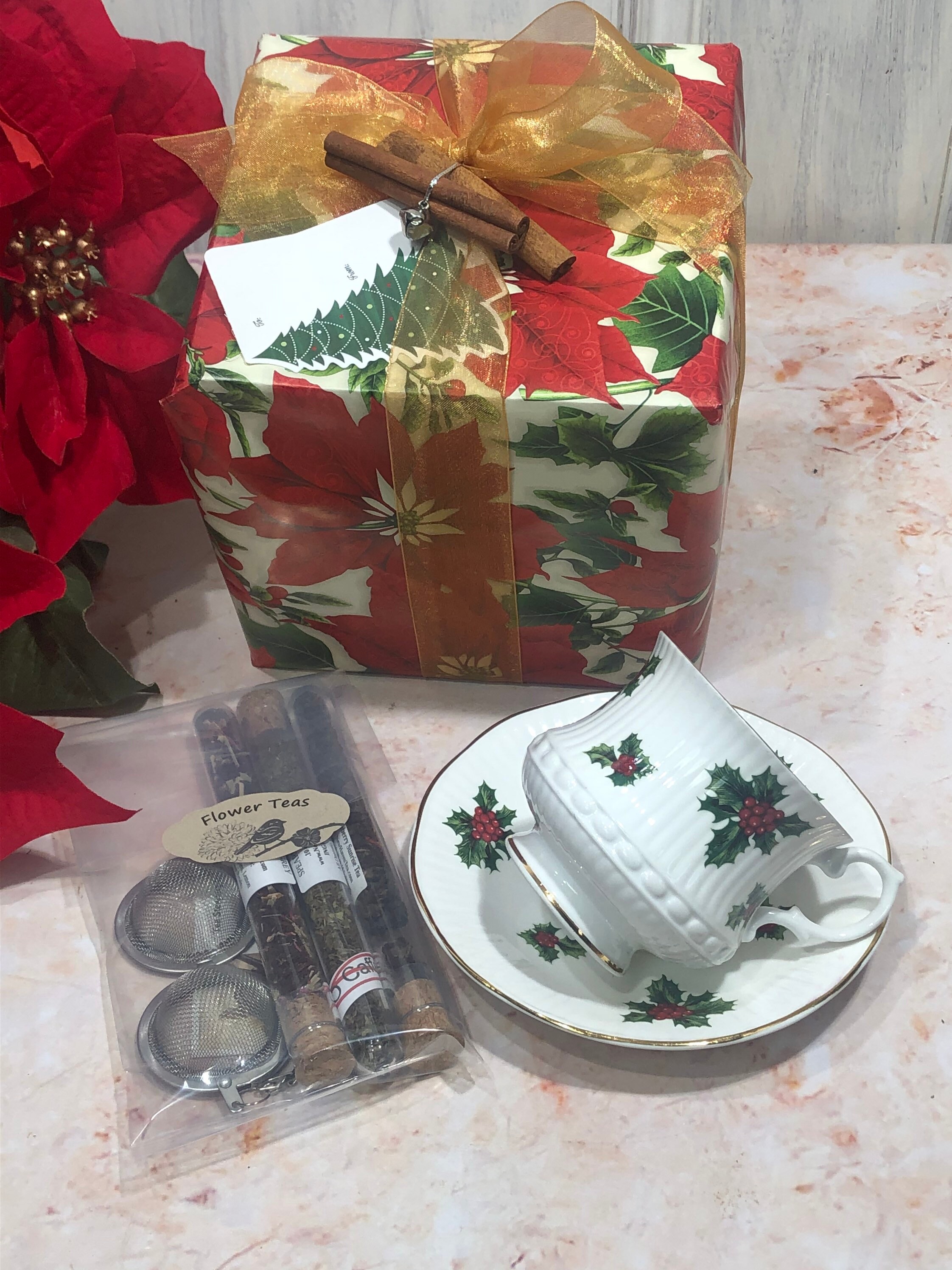 Wrapped Tea & Cup and Saucer Gift Set Christmas English Fine Etsy