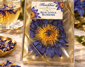Blue Lotus Flower Gift Box | Exquisite Blooms | Dried Edible Blue Lotus Flowers | Unique Tea Lover & Botanical Gift