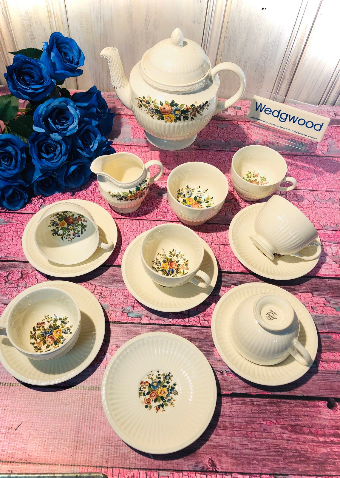 Wedgwood Tea Set for 6 Conway Edme 22 Pieces Made in England Etsy