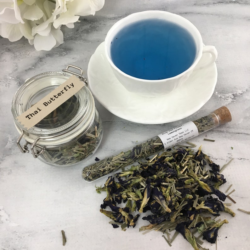 Thai Butterfly Blue Pea Flower Lemongrass Loose Leaf Tea in Etsy