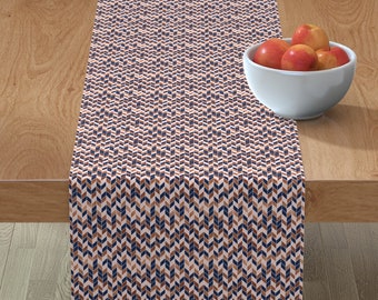 Mini Chevron Navy And Pink Cotton Sateen Tablecloth by Spoonflower Chevron Rose Pink Navy Blue by charlottewinter Herringbone Tablecloth