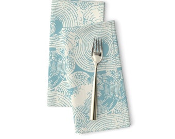 Set of 2 - Scallop Shells Midnight Blue by dunnspun Geometric Placemats Abstract Seashell Seaside Beachy Cloth Placemats by Spoonflower