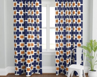 Blue Orange Curtains Etsy