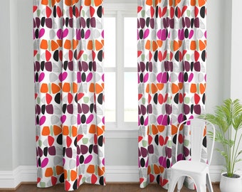 Retro Mod Tablecloth 1950 Pebbles Pink Orange Red by kate/_rowley Mid Century Modern Cotton Sateen Tablecloth by Spoonflower