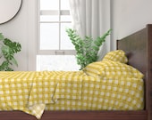 Plaid Sheets - Seville Gingham Yellow by holli_zollinger - Modern Check Yellow White Cotton Sateen Sheet Set Bedding by Spoonflower
