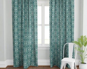 Dark Teal Curtains Etsy